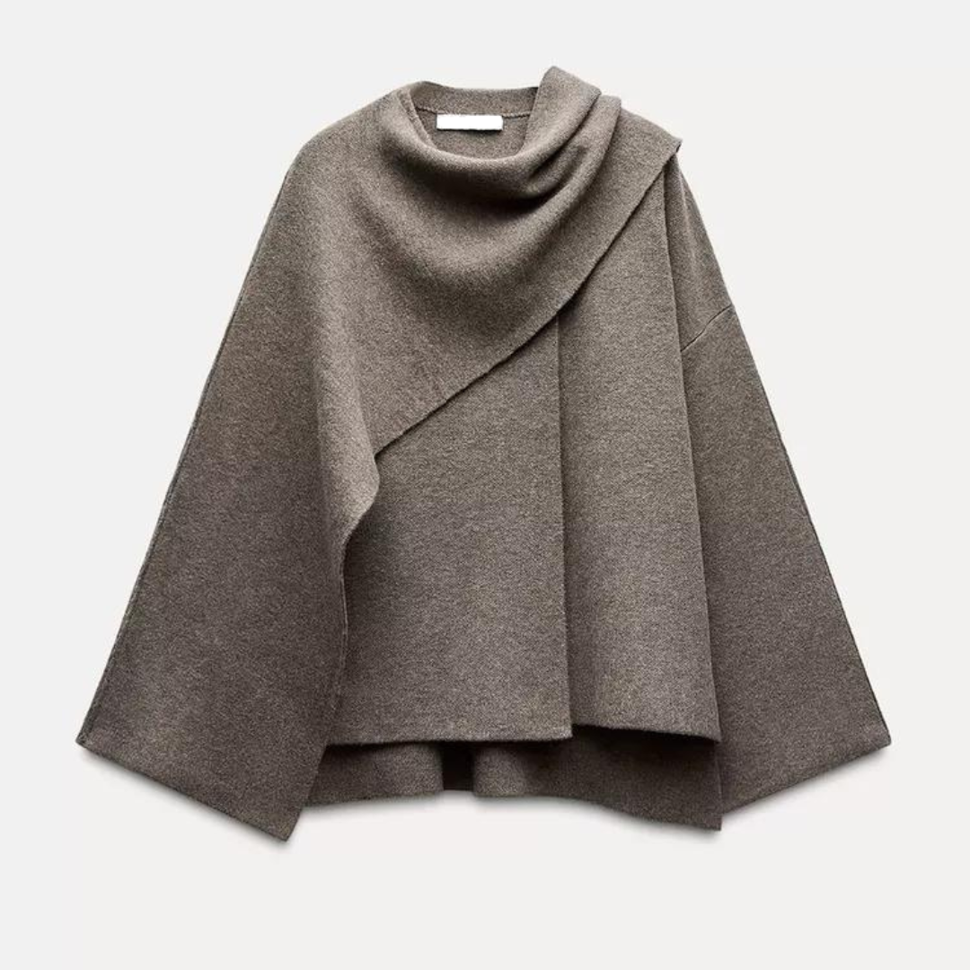 Liorenne – Wool Blend Asymmetric Poncho For Women