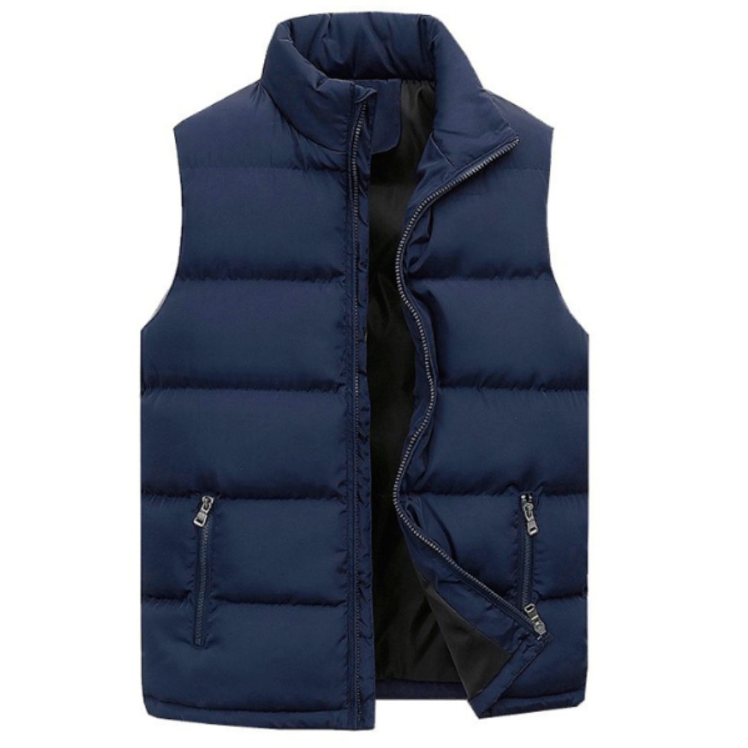 Caelan – Gilet imbottito leggero senza maniche da uomo con collo alto e cerniera