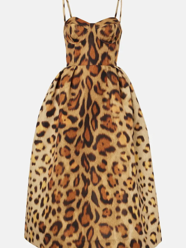 Raya | Women’s Animal-Print Midi Dress | Bustier & Bold