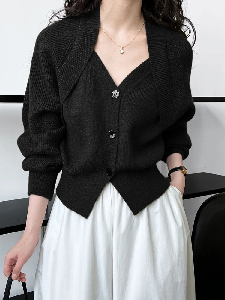 Melina | Women’s Sweater | V-Neck Button Soft Knit
