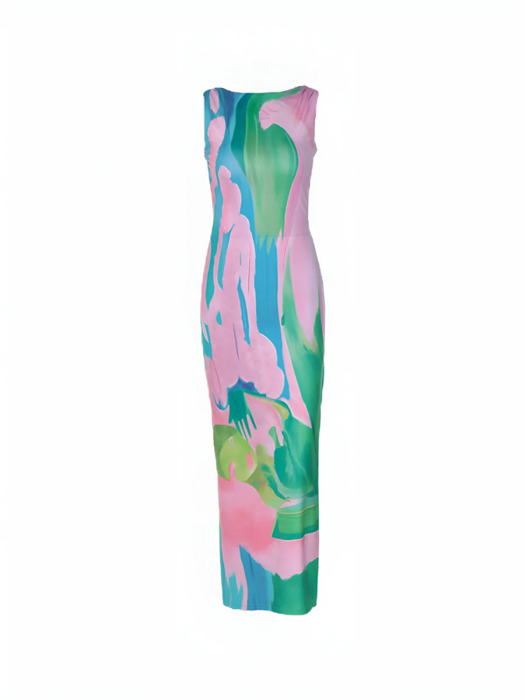 Solana | Women’s Long Dress | Printed Sleeveless Flowy