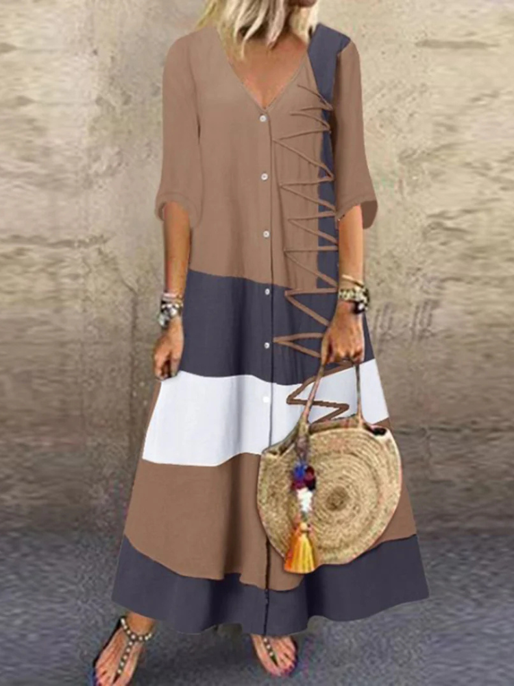 Viola | Women’s Dress | Modest Striped Summer Midi