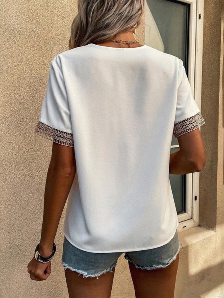 Vivienne | Women’s V-Neck Blouse | Gold-Accented & Versatile