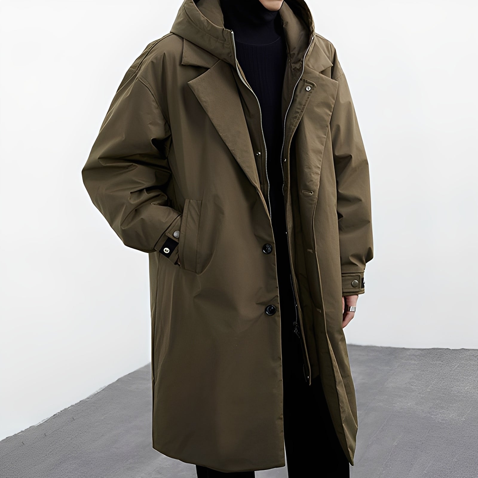 Jorven – Men’s Long Hooded Trench Coat
