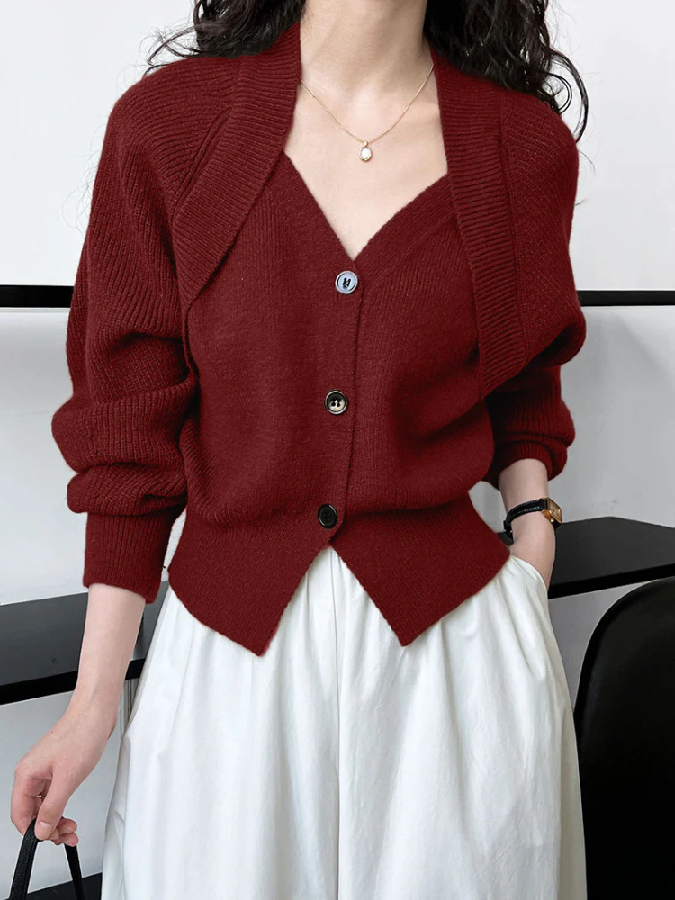Melina | Women’s Sweater | V-Neck Button Soft Knit