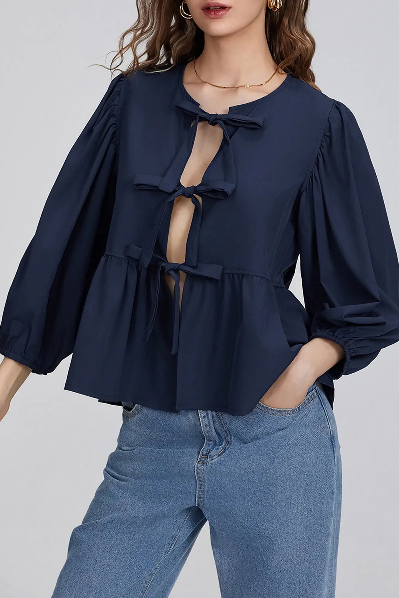 Peplum Blouse | Tie-Front Design | Feminine & Flowy