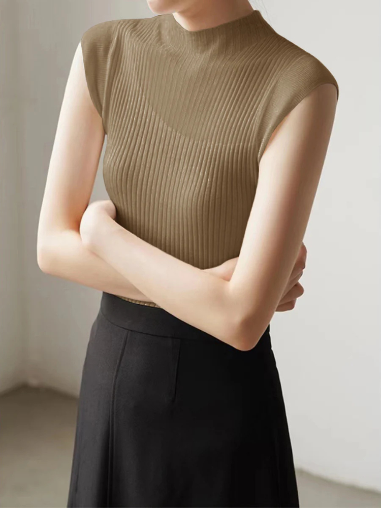 Nyra | Women’s Top | Mesh Patchwork Sleeveless Fitted