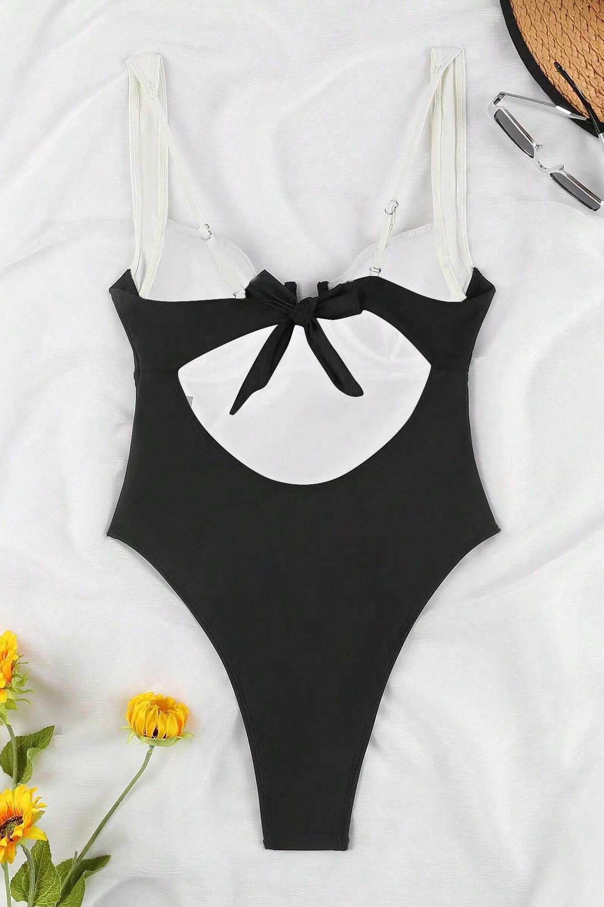 Contrast One-Piece Swimsuit | Elegant & Flattering | Perfect for Luxe Beachwear