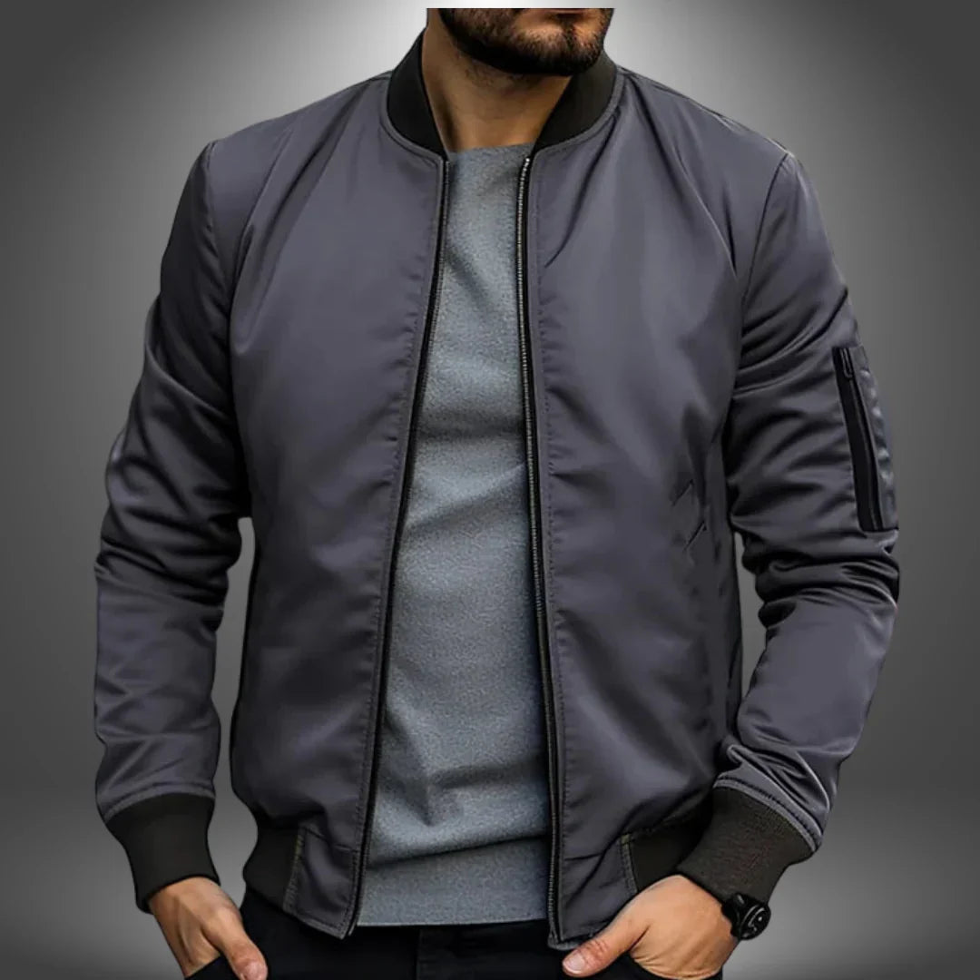 Men’s Zip-Up Bomber Jacket – Casual Outerwear