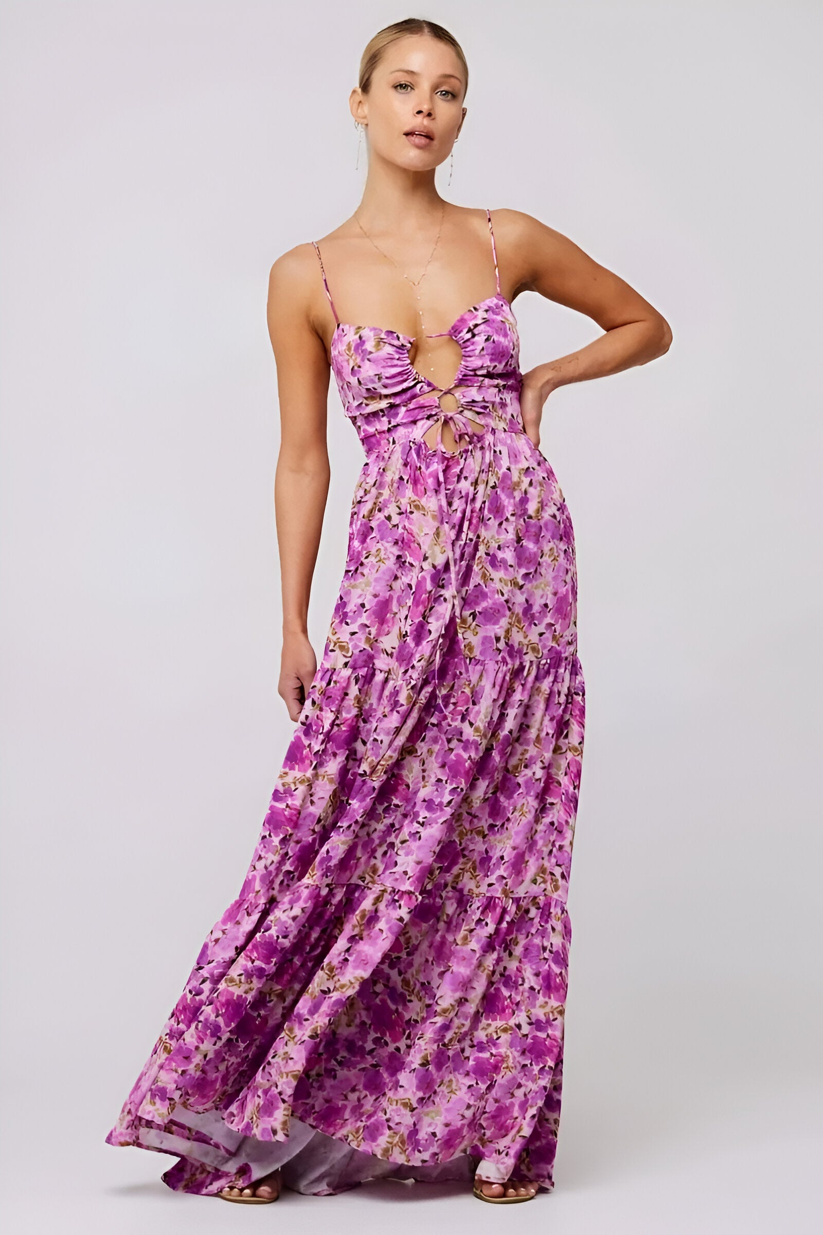 Isla | Women’s Printed Maxi Dress | Cut-Out & Slip Style