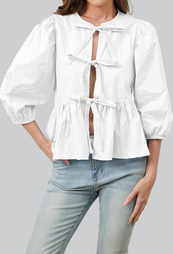 Peplum Blouse | Tie-Front Design | Feminine & Flowy