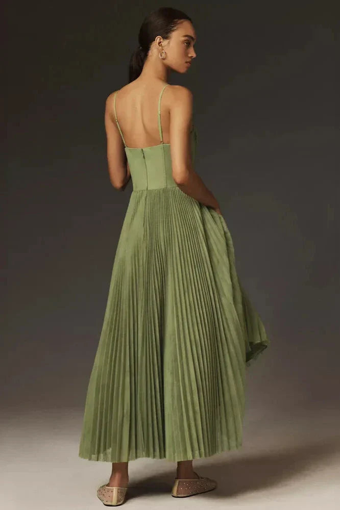 Women’s Strapless Pleated Midi Dress | Elegant & Romantic | Flowy Silhouette