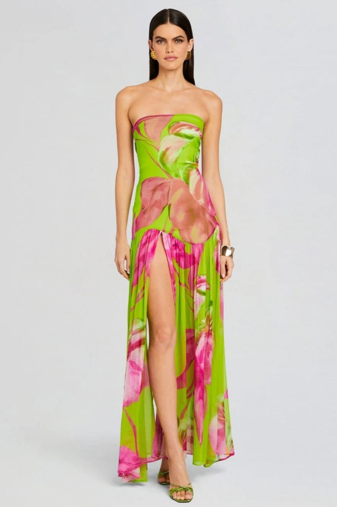 Strapless Floral Maxi Dress | Bold | Elegant and Flowing