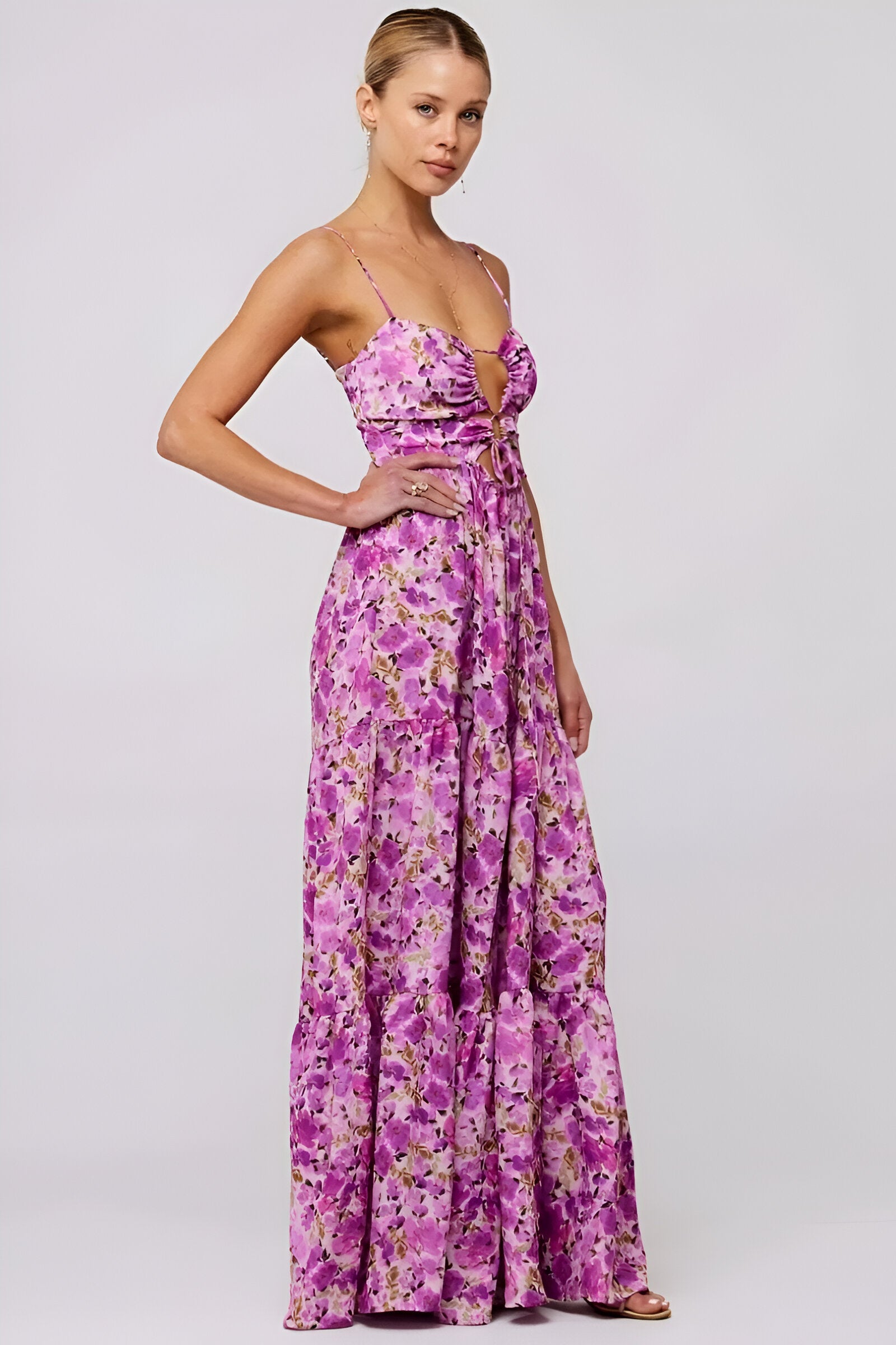 Isla | Women’s Printed Maxi Dress | Cut-Out & Slip Style