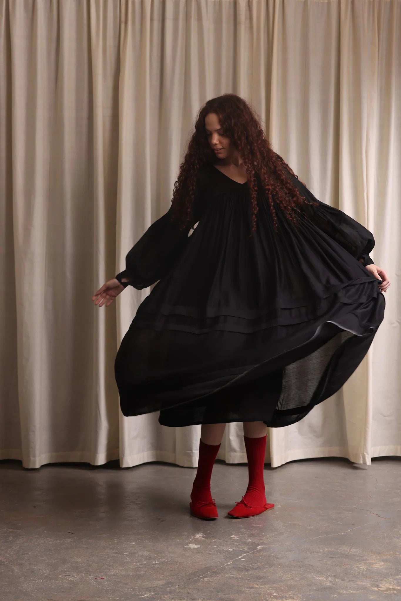 Oversized Black Midi Dress | Flowing & Elegant | Artistic Statement