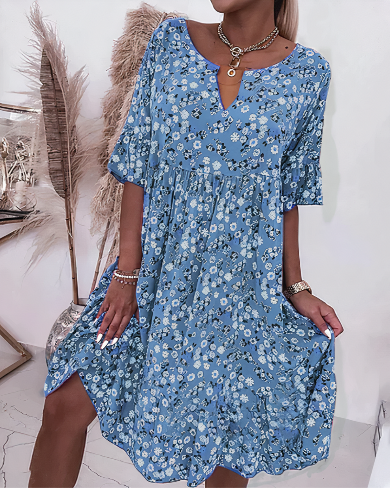 Andrea | Women's Half-Sleeve Floral Dress | Midi