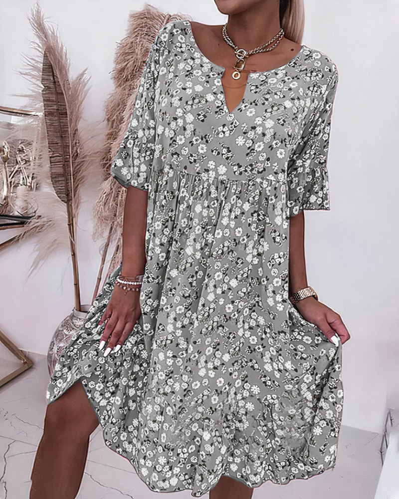 Andrea | Women's Half-Sleeve Floral Dress | Midi