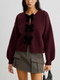 Annelise | Women’s Sweater | Velvet Bow Lantern Sleeve