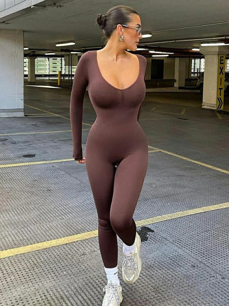 Arden | Women’s Seamless Plunge Jumpsuit | Sculpting & Sleek