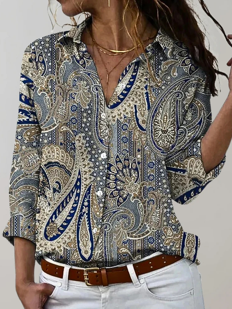 Ashley | Women’s Blouse | Printed Long-Sleeve Style