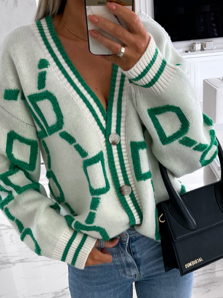 Callie | Women’s Knit Cardigan | V-Neck & Color Contrast