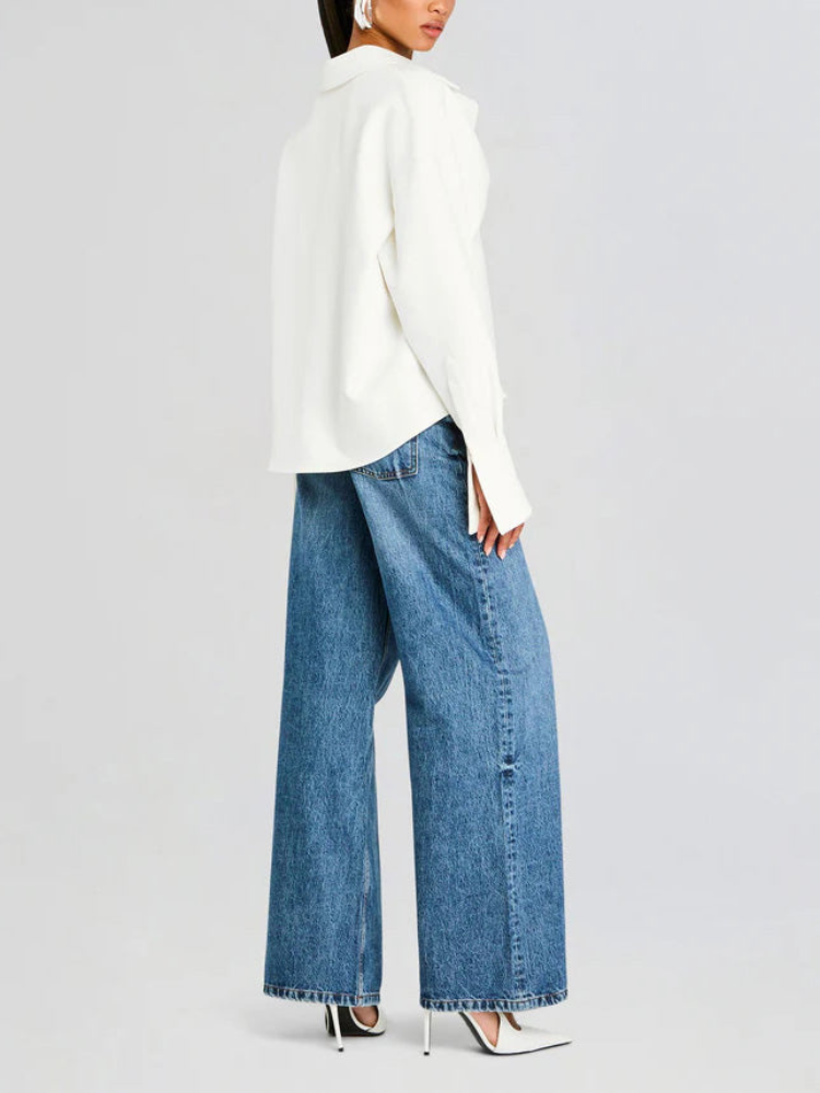 Cara | Women’s Draped Shirt | Button-Down Crepe