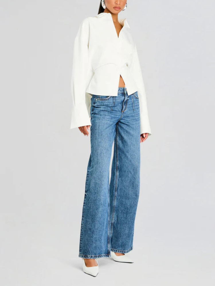 Cara | Women’s Draped Shirt | Button-Down Crepe
