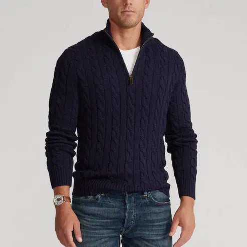 Men's jumper with half zip – casual style