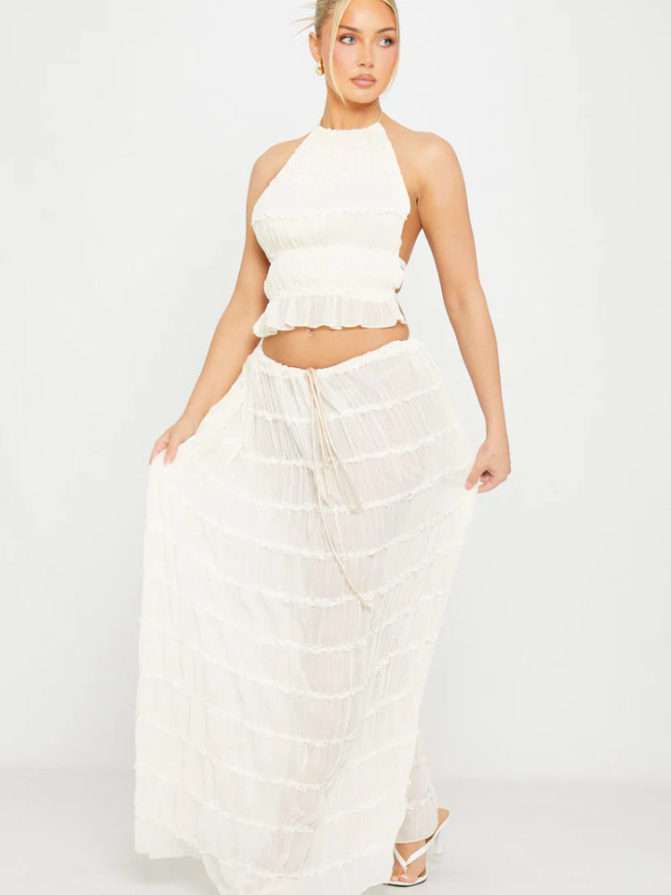 Celeste | Women’s Sheer Halter Co-Ord Set | Ethereal & Alluring
