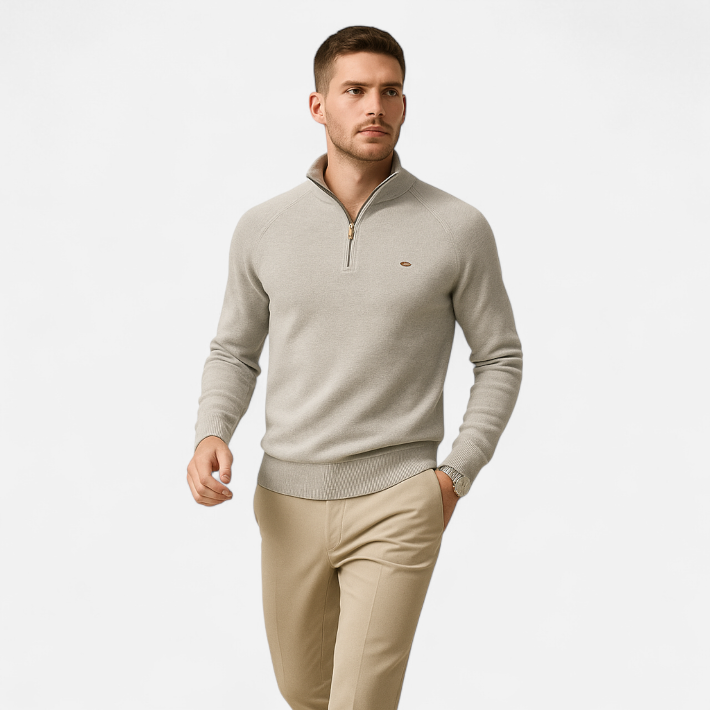 Men's zip-up jumper – sophisticated knit pattern
