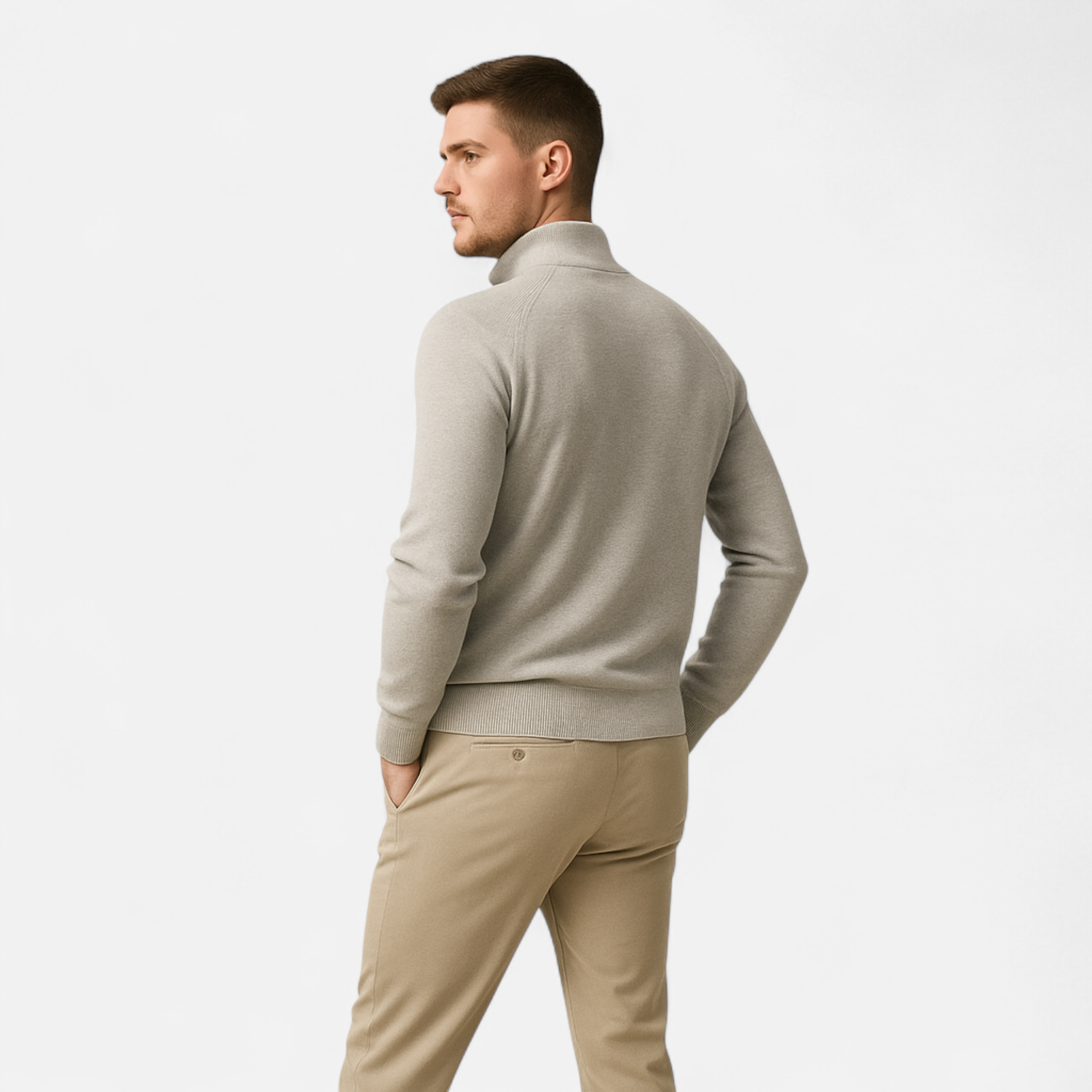 Men's zip-up jumper – sophisticated knit pattern
