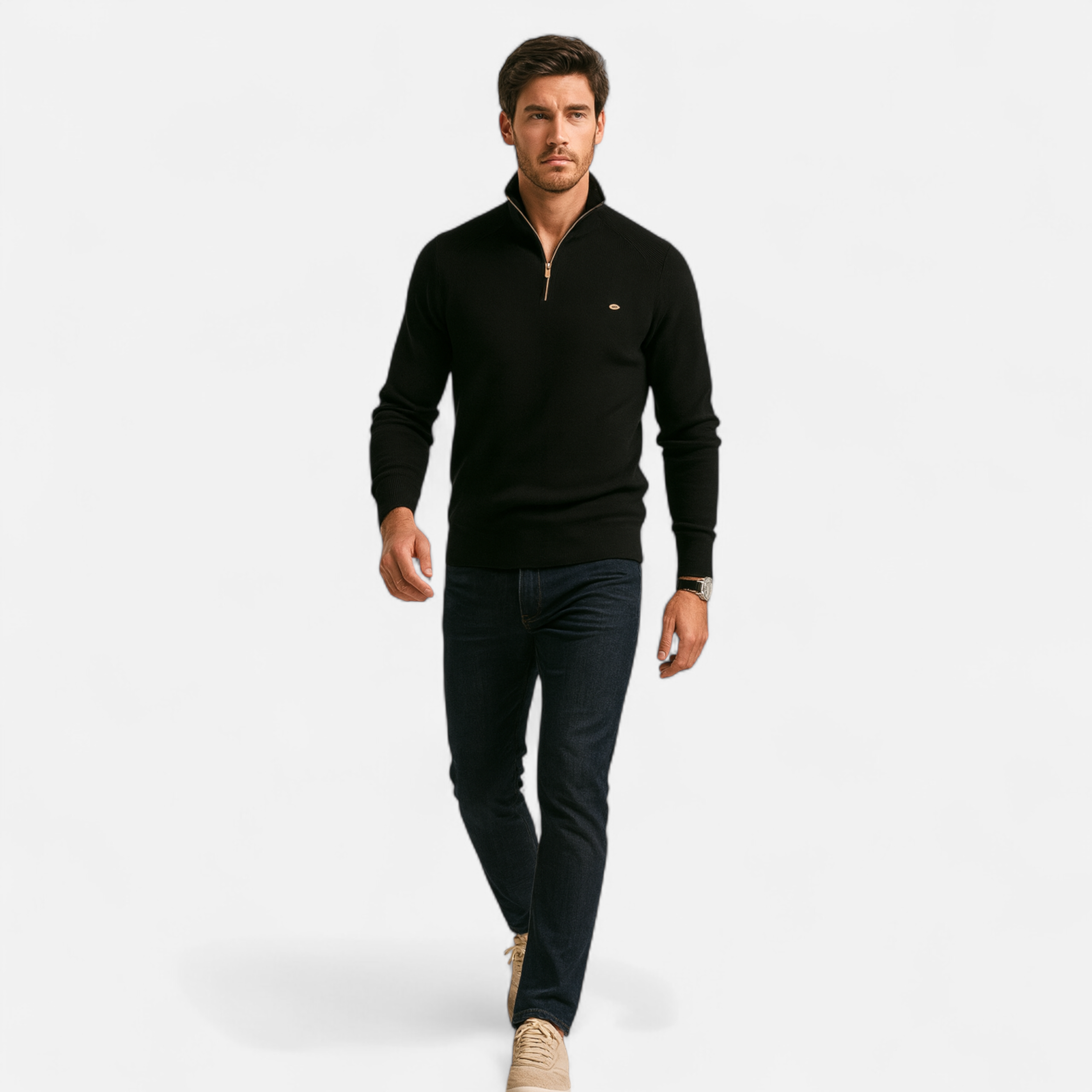 Men's zip-up jumper – sophisticated knit pattern
