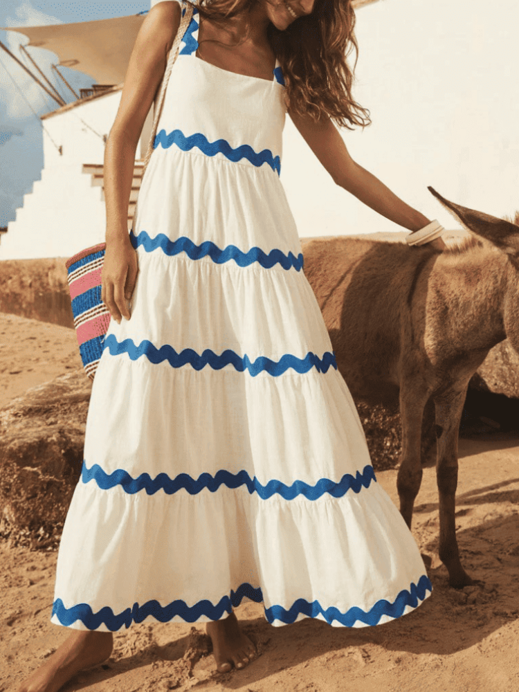 Cheryl | Women’s Midi Dress | Elegant & Wave-Detail