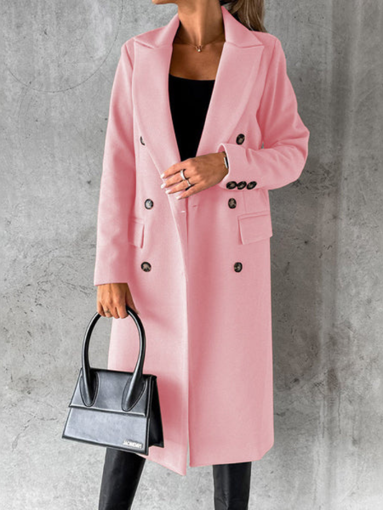 Clarissa | Women’s Double-Breasted Long Coat | Elegant & Timeless