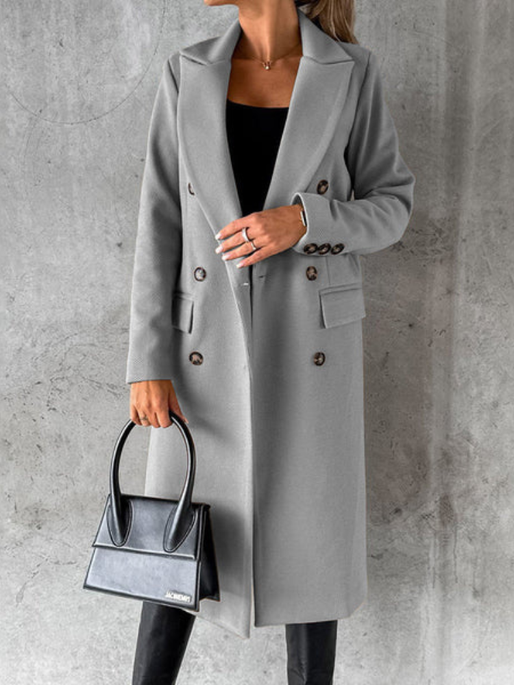 Clarissa | Women’s Double-Breasted Long Coat | Elegant & Timeless