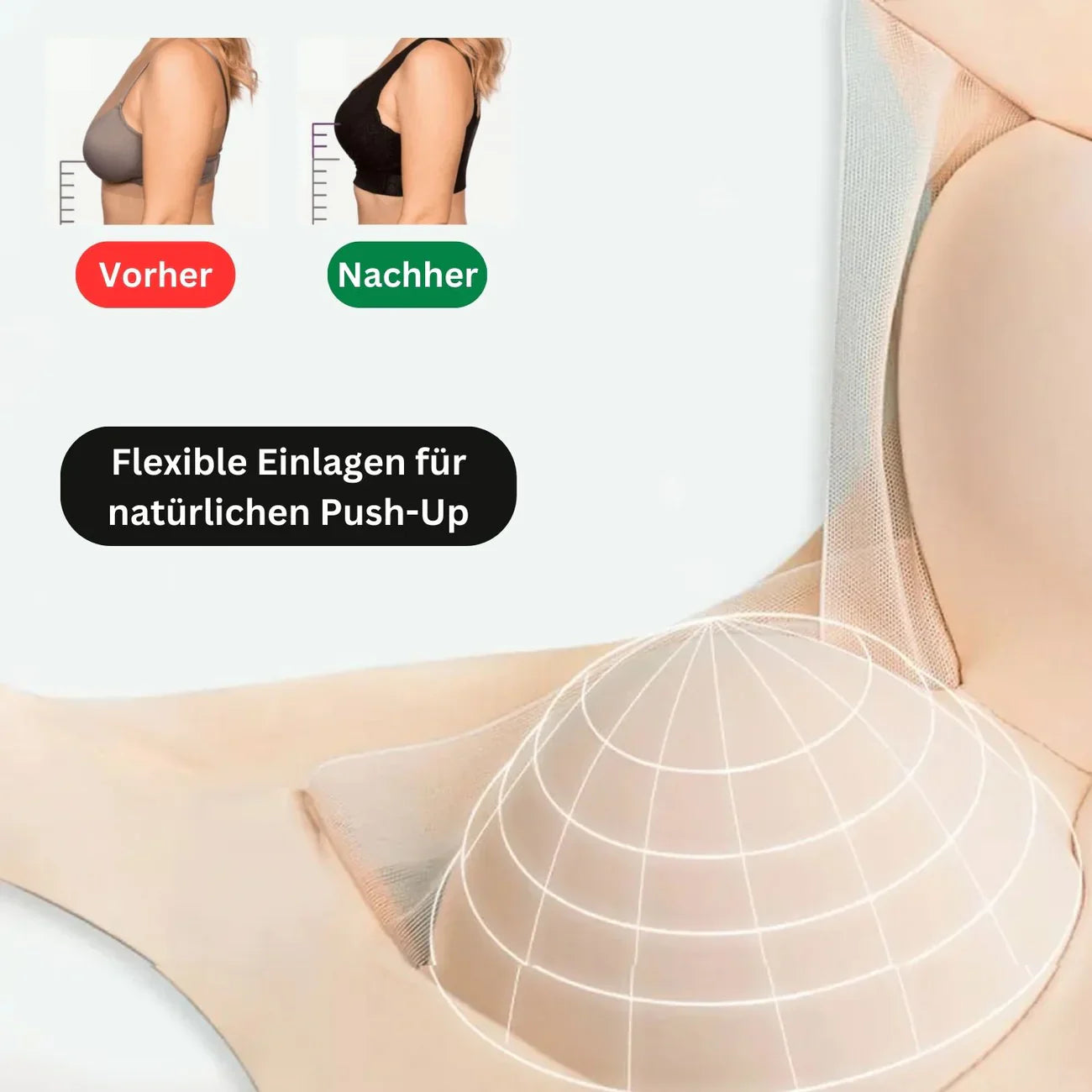 Non-padded bra – Push-up effect, Strapless