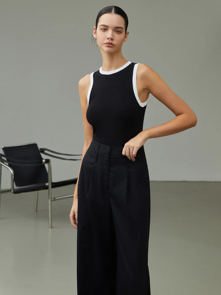 Davina | Women’s Tank Top | Contrast Trim Fitted Rib