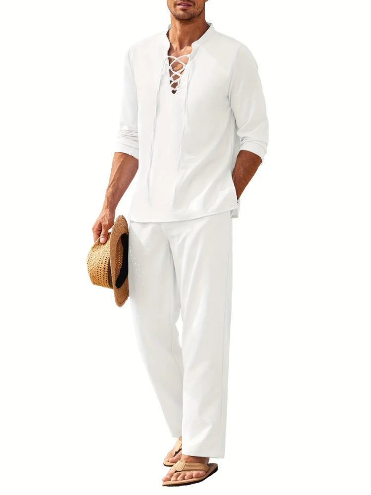 Eamon | Men’s Set | White Lightweight Summer Fit