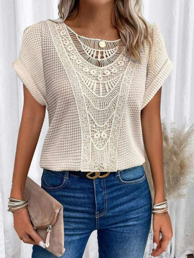 Elara | Women’s T-Shirt | Lace Batwing Sleeve