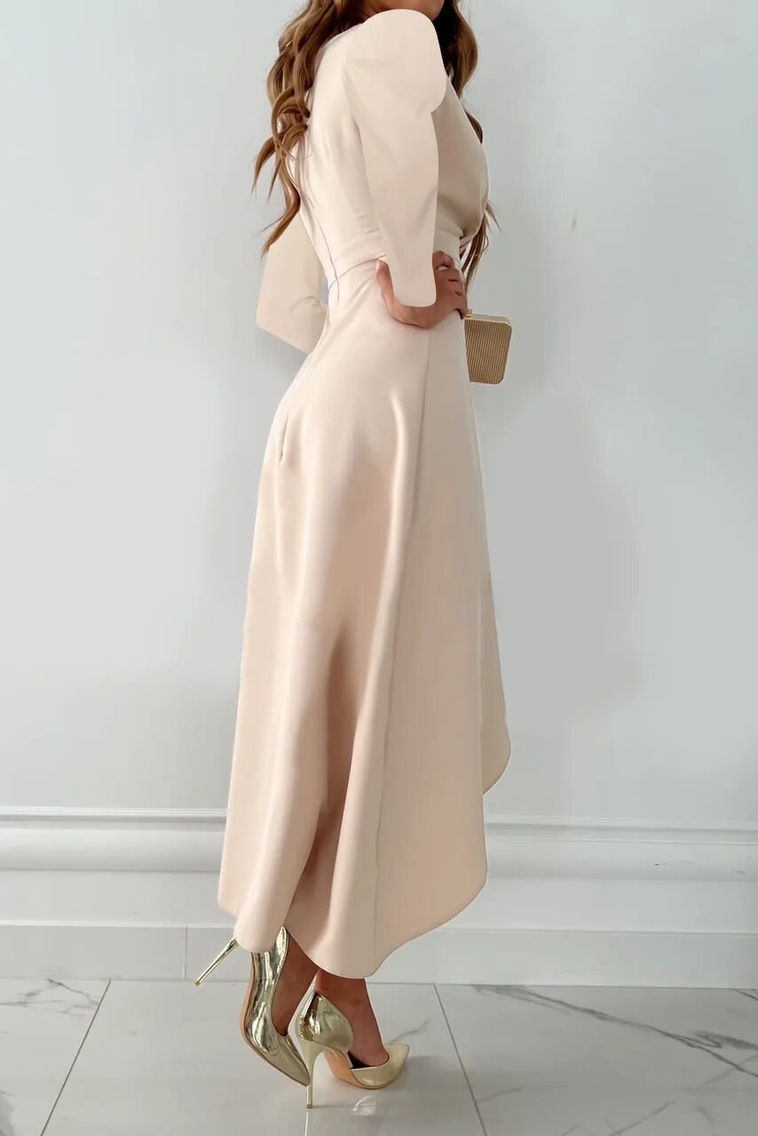Women's dress with a V-neckline  Midi - Slit