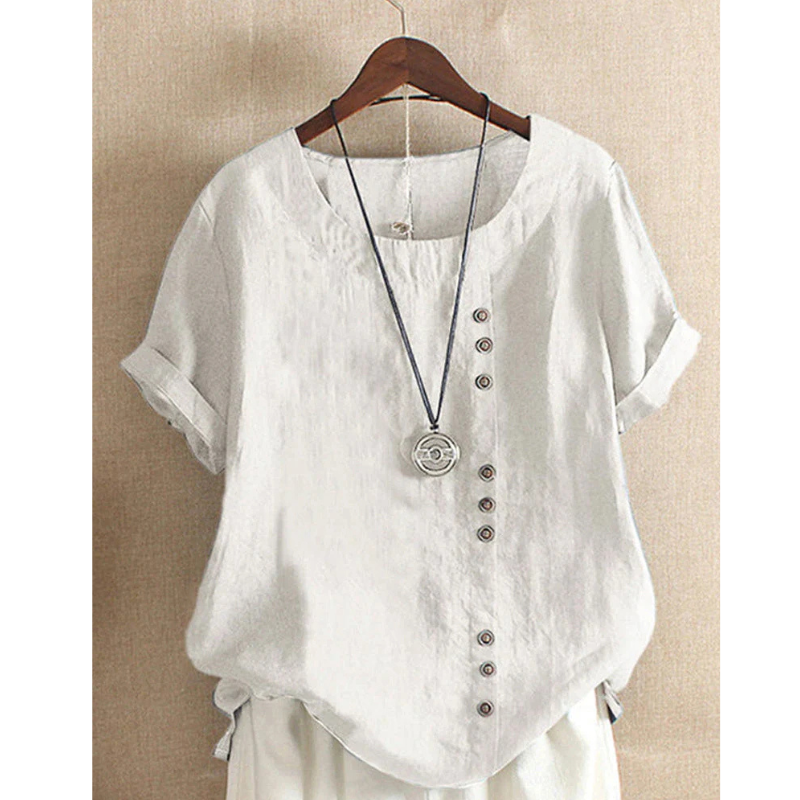 Elena | Women’s Short-Sleeve Blouse | Classic Cotton Comfort