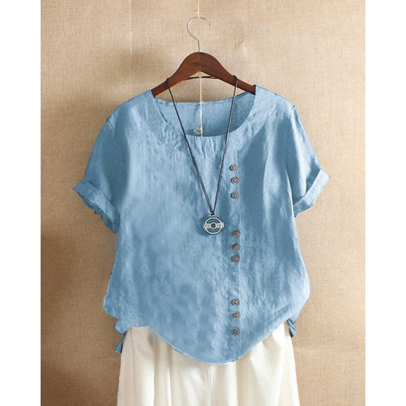 Elena | Women’s Short-Sleeve Blouse | Classic Cotton Comfort