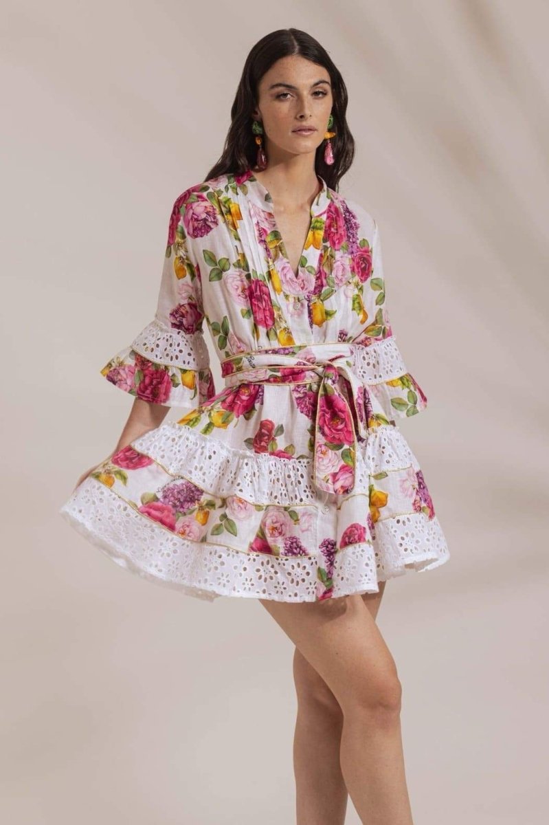 Floral Wrap Mini Dress | Romantic & Flowy | Waist-Tie Detail