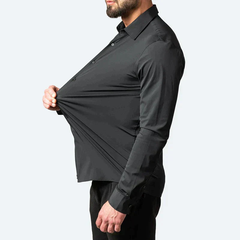 Men’s Stretch Shirt - Long Sleeve Knit Fabric Top