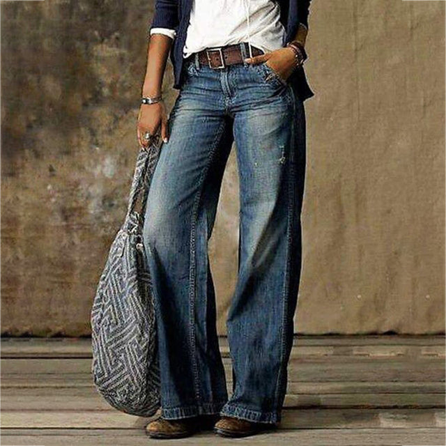 Women’s Jeans - High Waist Denim Wide Leg Trousers