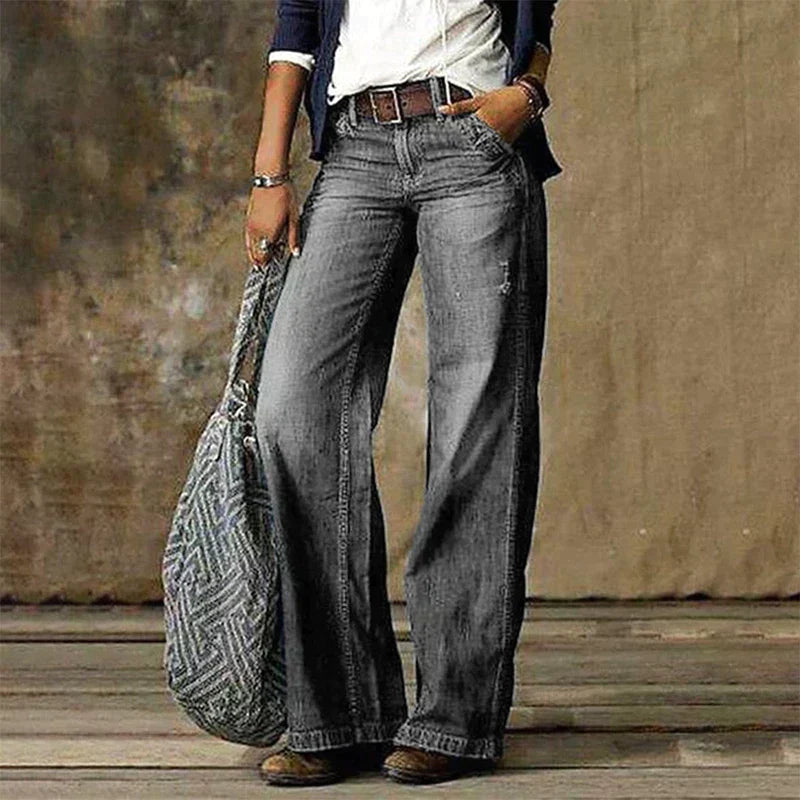 Women’s Jeans - High Waist Denim Wide Leg Trousers