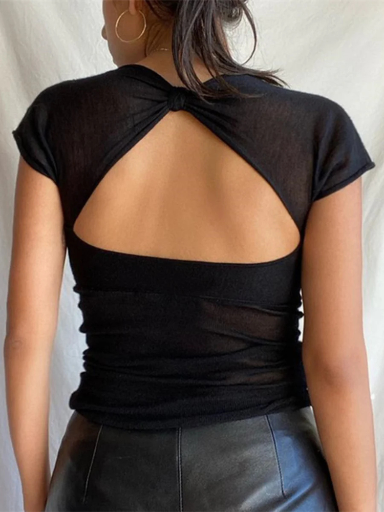 Hailey | Women’s T-Shirt | Semi-Sheer Mesh Open Back
