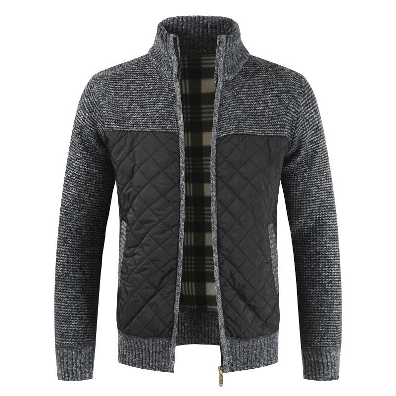 Garrick – Quilted Zip Sweater Jacket with Knit Sleeves for Men