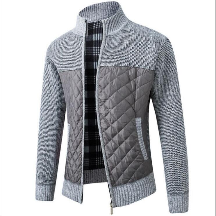 Garrick – Quilted Zip Sweater Jacket with Knit Sleeves for Men