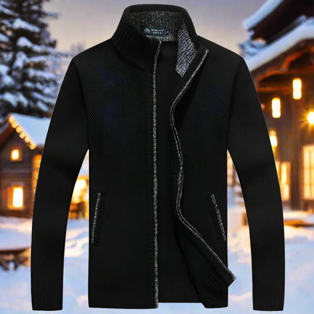 Thoran – Pulover bărbătesc cu fermoar și căptușeală în carouri